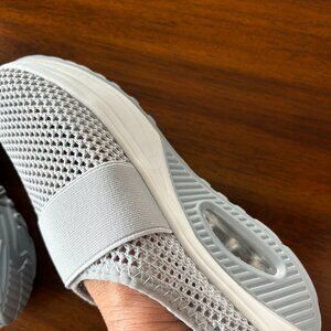 Futuristic slip on mesh platform mules